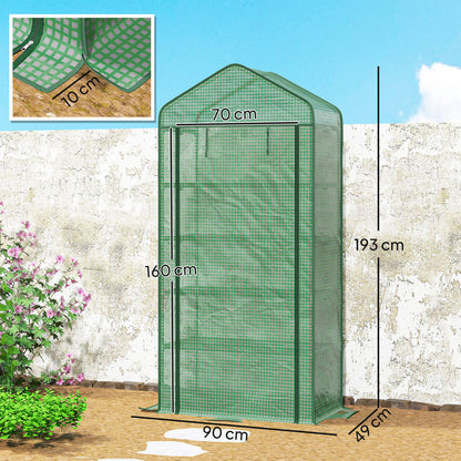 Outsunny Invernadero De Jardín De 5 Niveles Diseño Ensanchado 90x49x193 Cm Verde_2