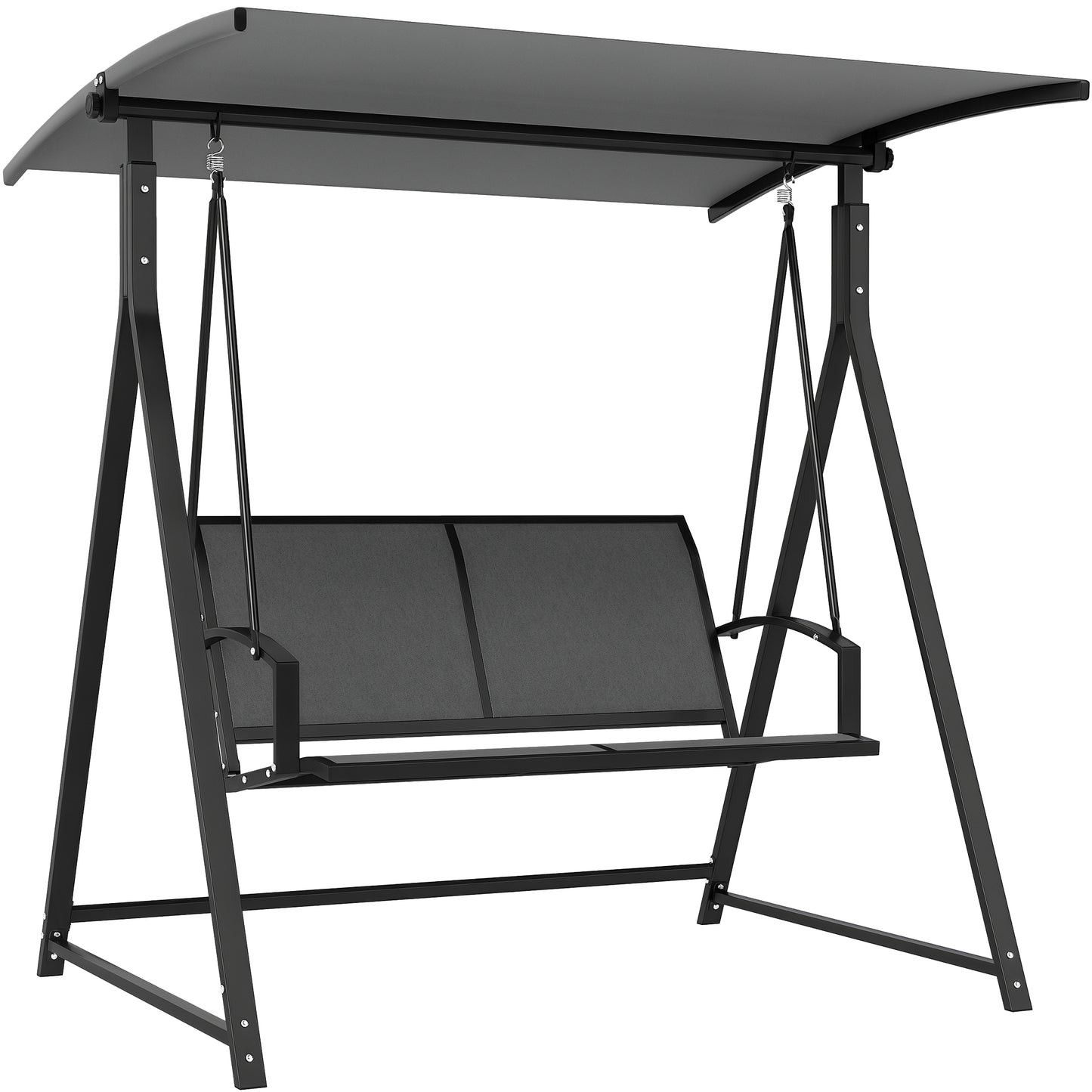 Outsunny Columpio De Jardín De 2 Plazas Con Toldo Ajustable 160x112x162 Cm Gris_0