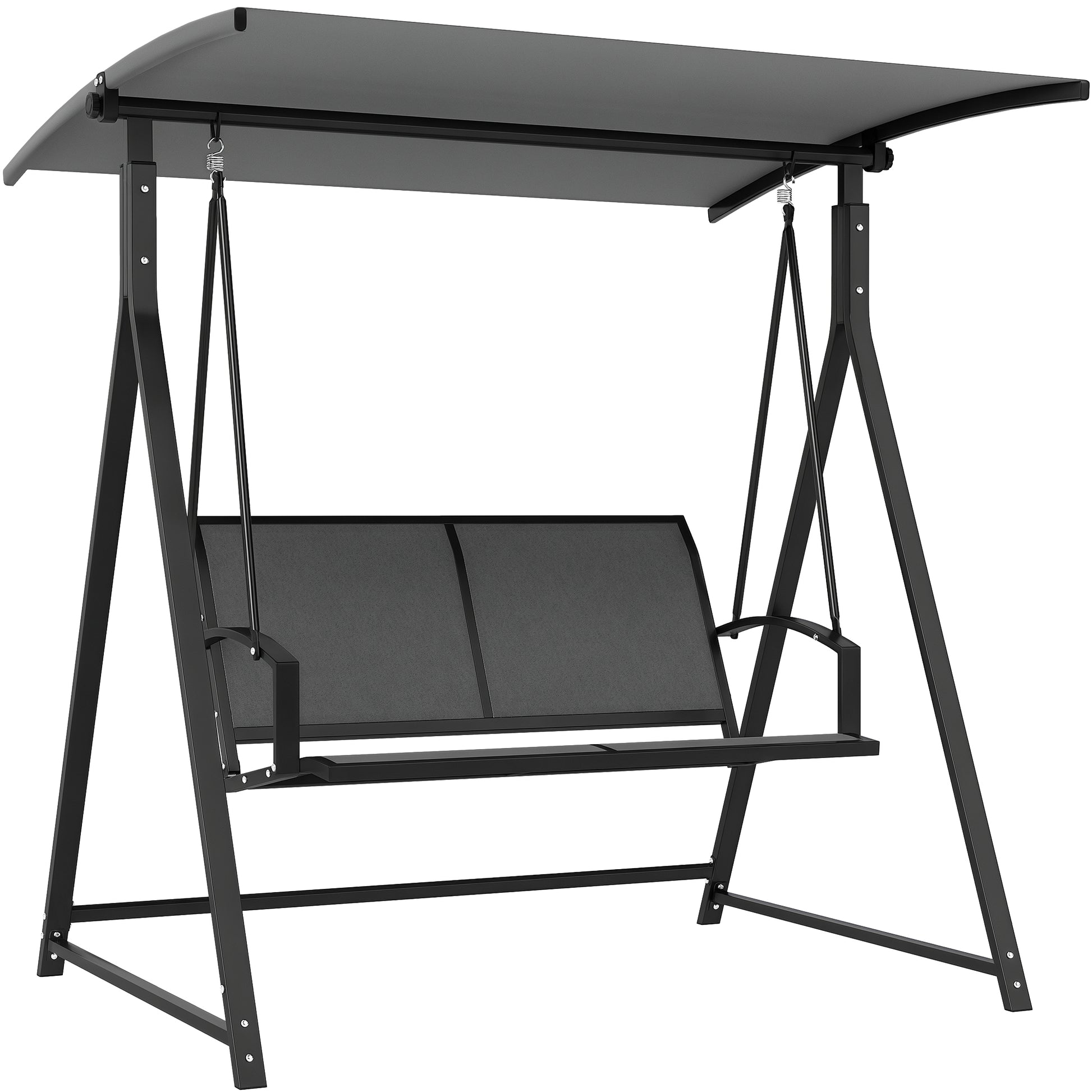 Outsunny Columpio De Jardín De 2 Plazas Con Toldo Ajustable 160x112x162 Cm Gris_0