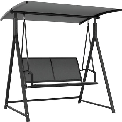 Outsunny Columpio De Jardín De 2 Plazas Con Toldo Ajustable 160x112x162 Cm Gris_0