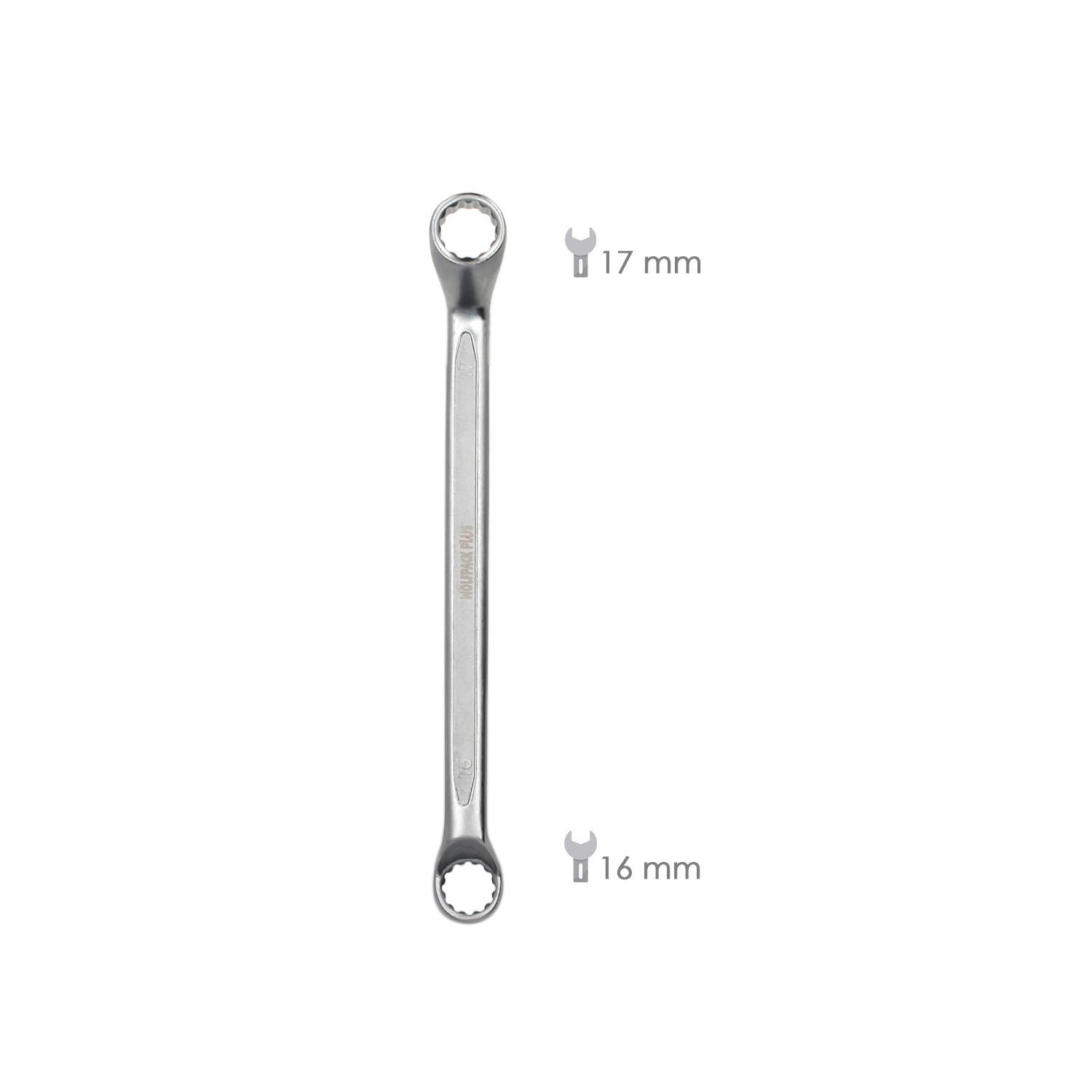 Llave Estrella Acodada Plus Acero Cromo Vanadio 16x17 Din 838. Llave Doble Boca Acodada, Llave Fija Estrella Acodada_1