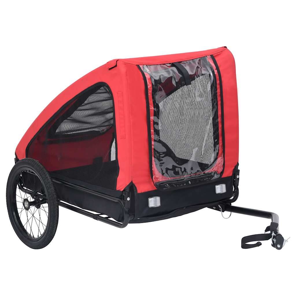 Vidaxl Remolque De Bicicleta Para Mascotas Rojo Y Negro_0