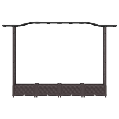 Cama Elevada Con Trellis Y Techo Marrón 207 X 40 X 123 Cm Pp_3