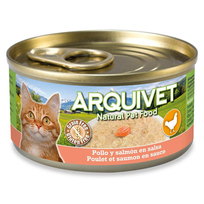 Pollo y salmón en salsa Arquivet 80 g Comida húmeda para gatos