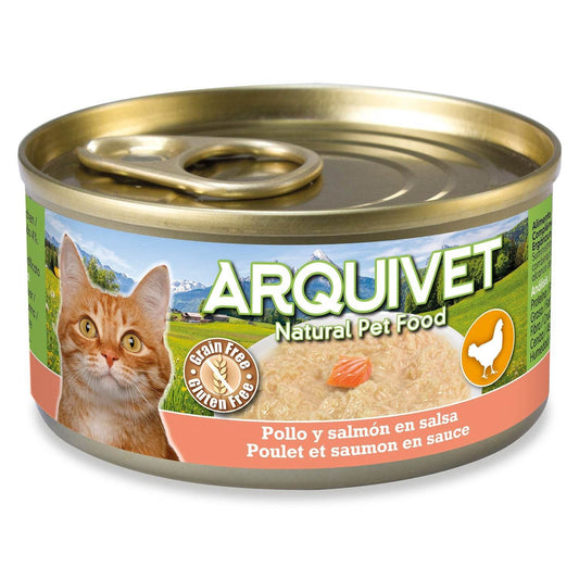 Pollo y salmón en salsa Arquivet 80 g Comida húmeda para gatos