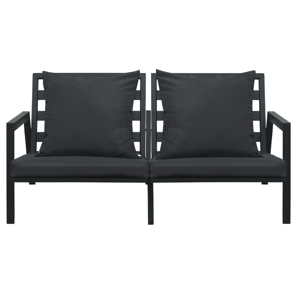 Vidaxl Muebles De Jardín 5 Pzas Y Cojines De Aluminio Gris Oscuro_4