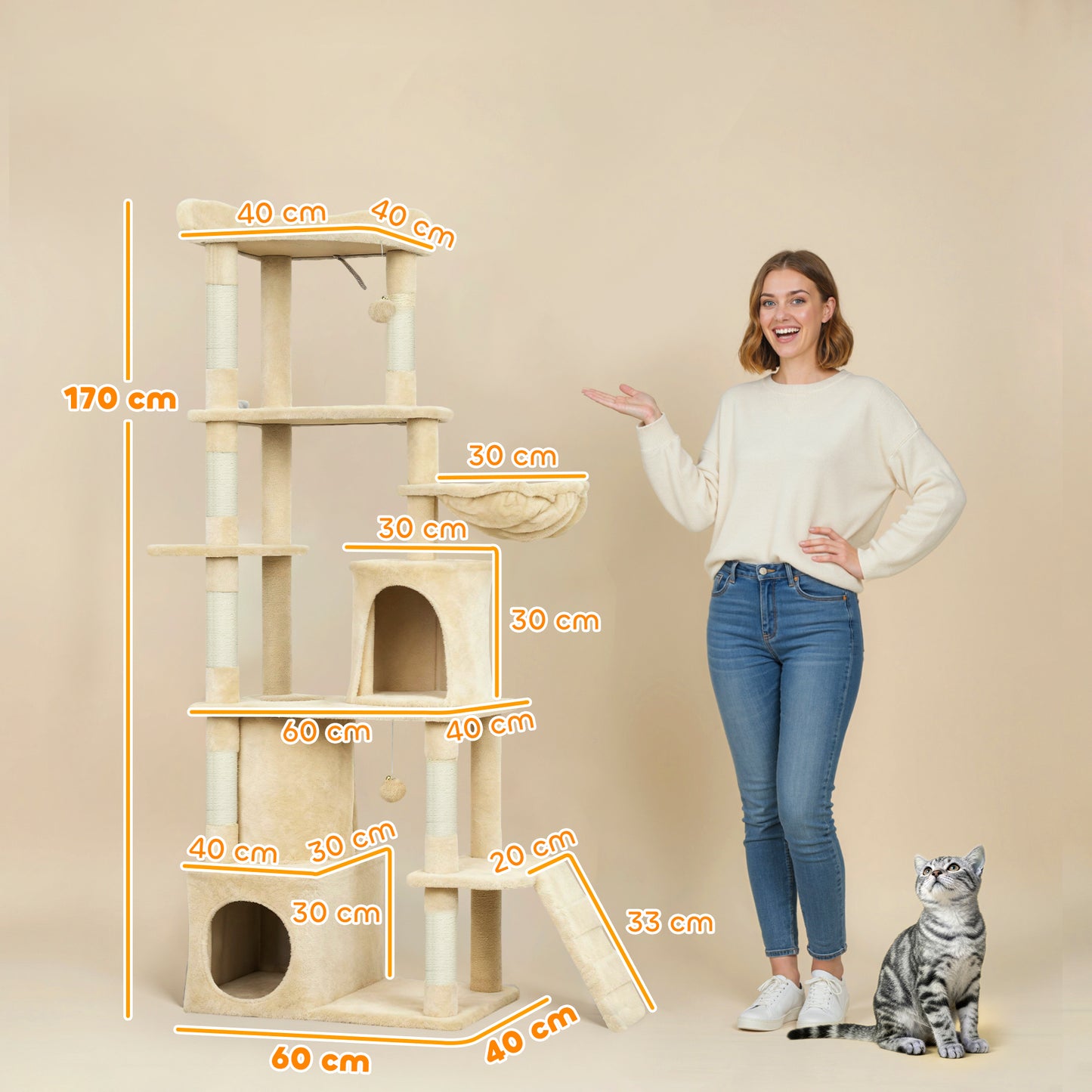 Pawhut Árbol Rascador Para Gatos Grande_2