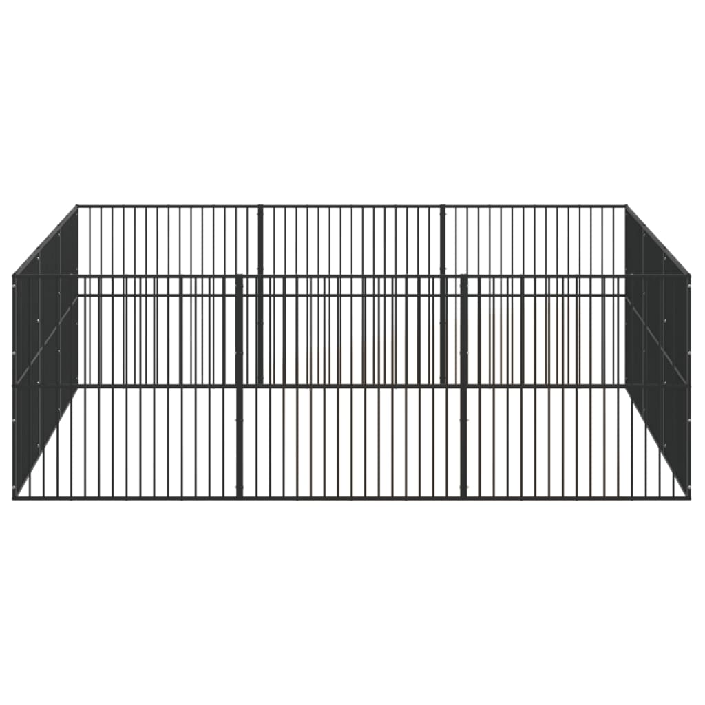 Corralito Para Perros Con 12 Paneles Acero Galvanizado Negro_4