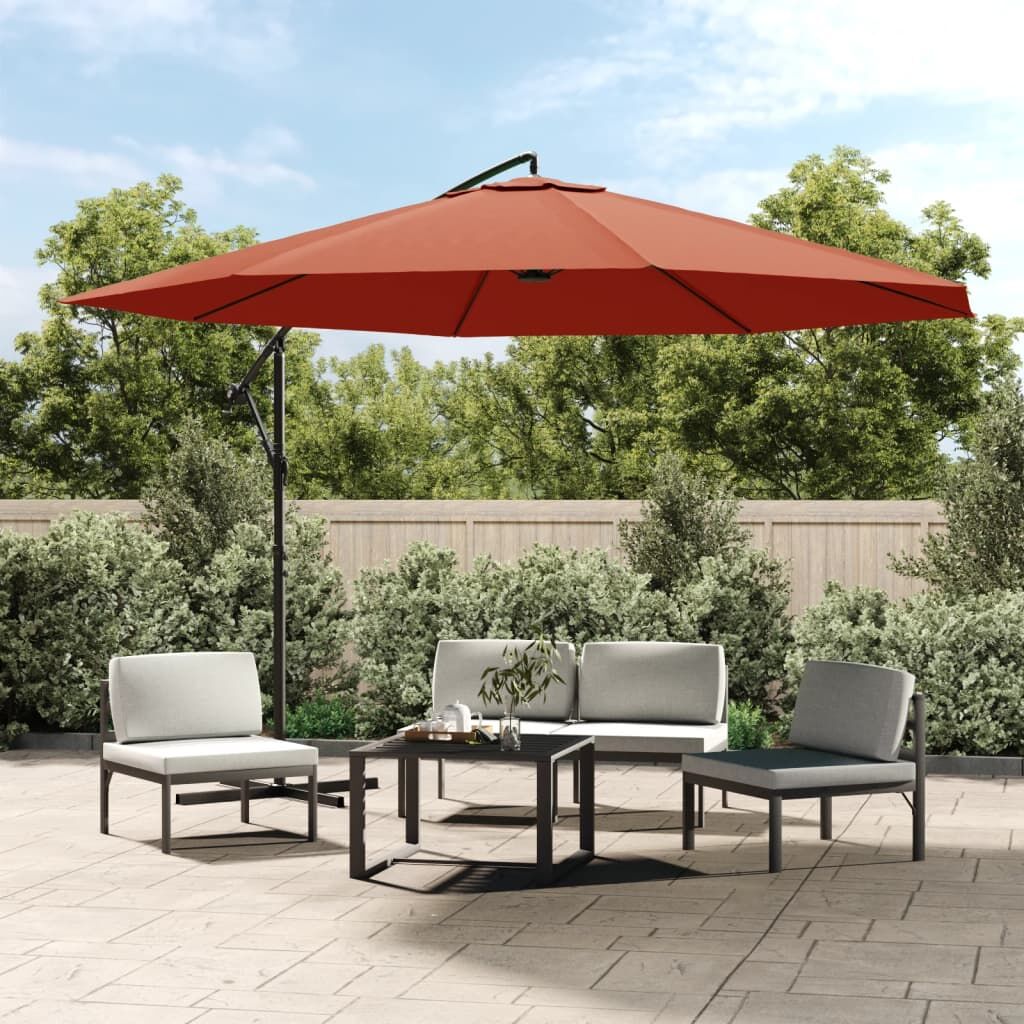 Vidaxl Sombrilla Voladiza Con Poste De Aluminio Terracota 350 Cm_1
