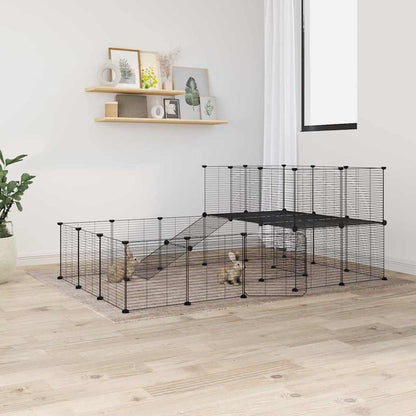 Vidaxl Jaula Para Mascotas De 44 Paneles Puerta Acero Negro 35x35 Cm_1