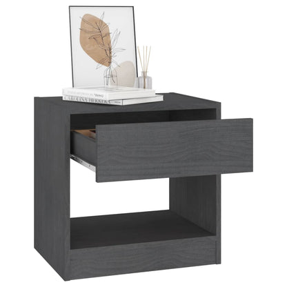 Mesitas De Noche 2 Uds Madera Maciza De Pino Gris 40x31x40 Cm_2