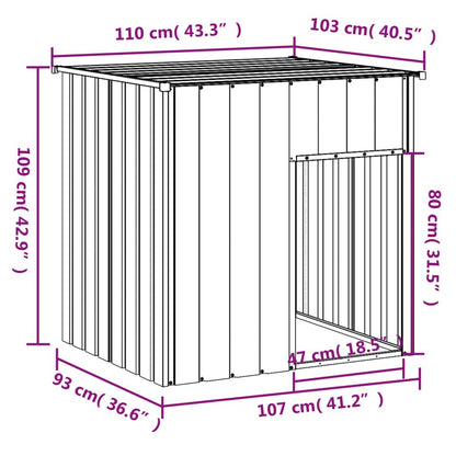 Vidaxl Caseta Para Perro Con Techo, Gris Claro, 110 X 103 X 109 Cm, Acero Galvanizado_4