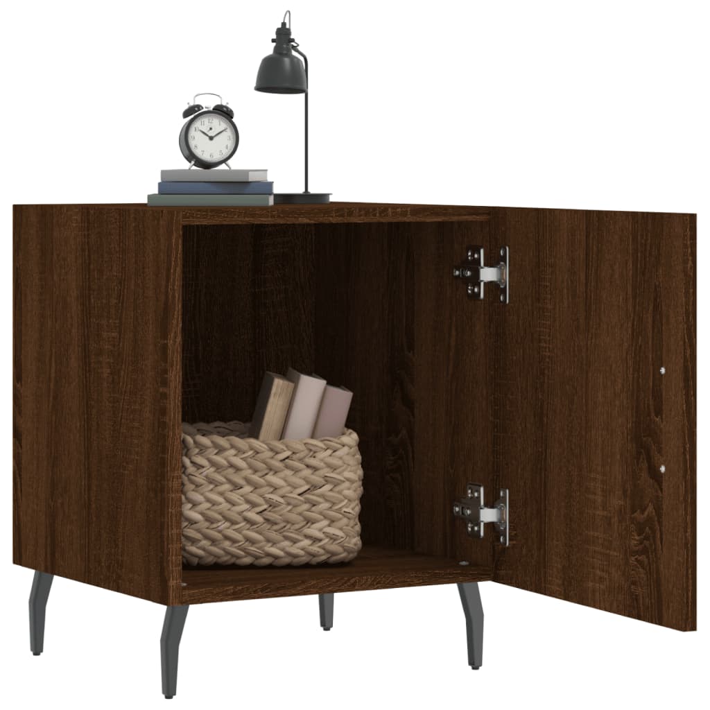 Mesitas Noche 2 Uds Madera Ingeniería Marrón Roble 40x40x50 Cm_1