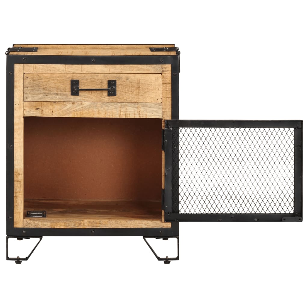 Mesita De Noche Madera Maciza De Mango Sin Tratar 43x30x51 Cm_2