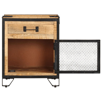 Mesita De Noche Madera Maciza De Mango Sin Tratar 43x30x51 Cm_2