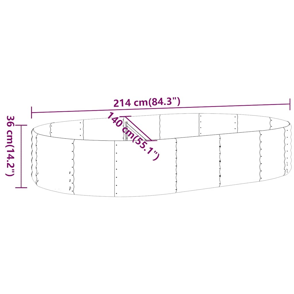 Jardinera Arriate Acero Galvanizado Antracita 214x140x36cm_5