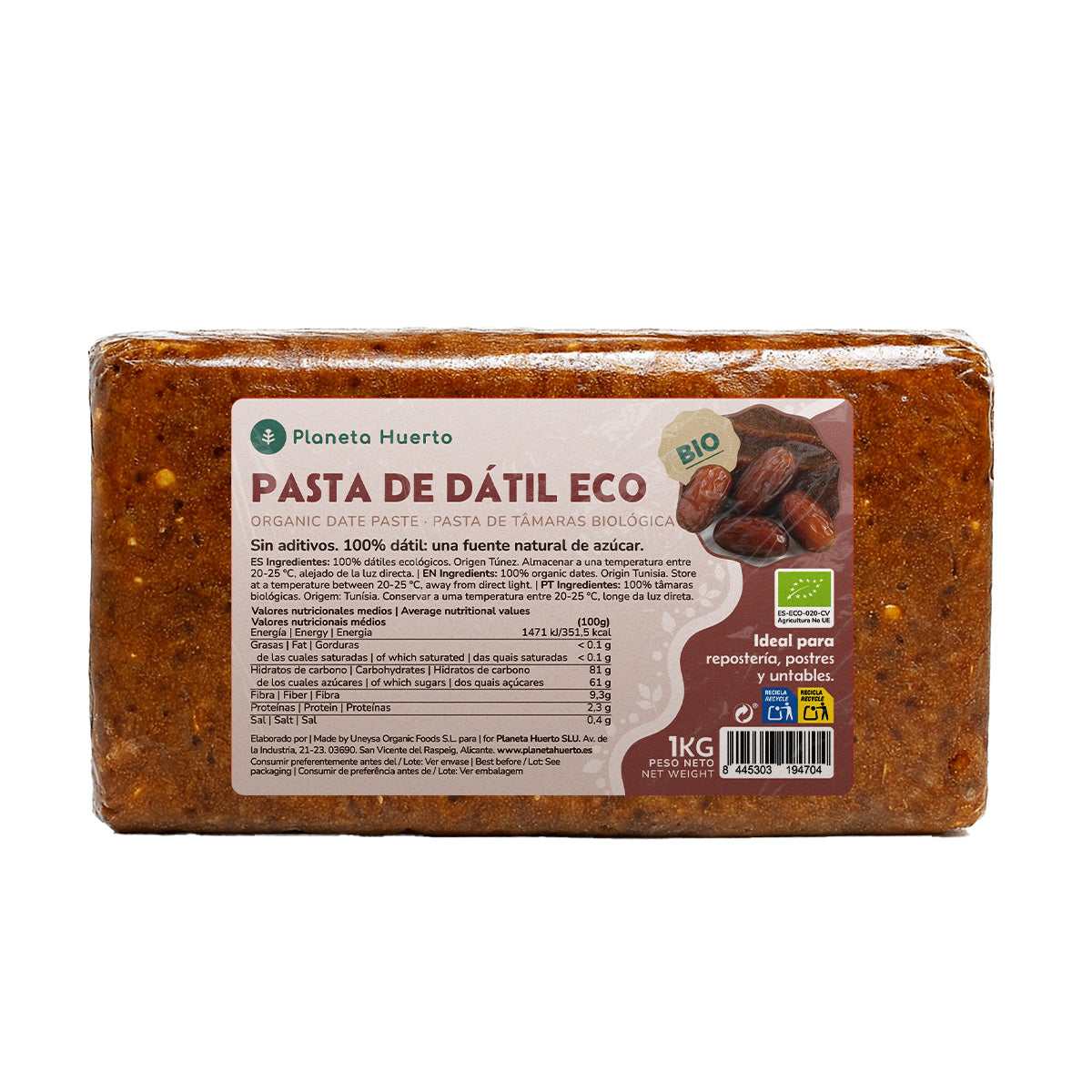 Pasta de dátil 100% natural Planeta Huerto 1 kg