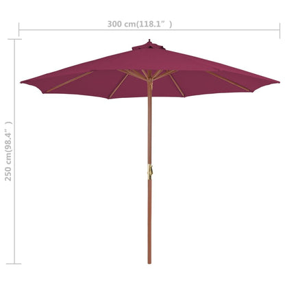 Vidaxl Sombrilla De Jardín Con Palo De Madera Rojo Burdeos 300 Cm_2
