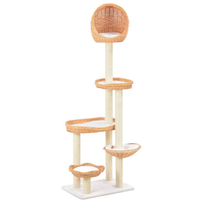 Vidaxl Rascador Para Gatos Con Poste De Sisal Madera Natural De Sauce_0