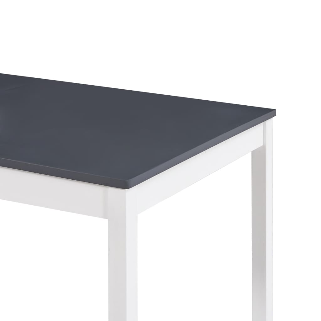 Mesa De Comedor De Madera De Pino Blanco Y Gris 140x70x73 Cm_2