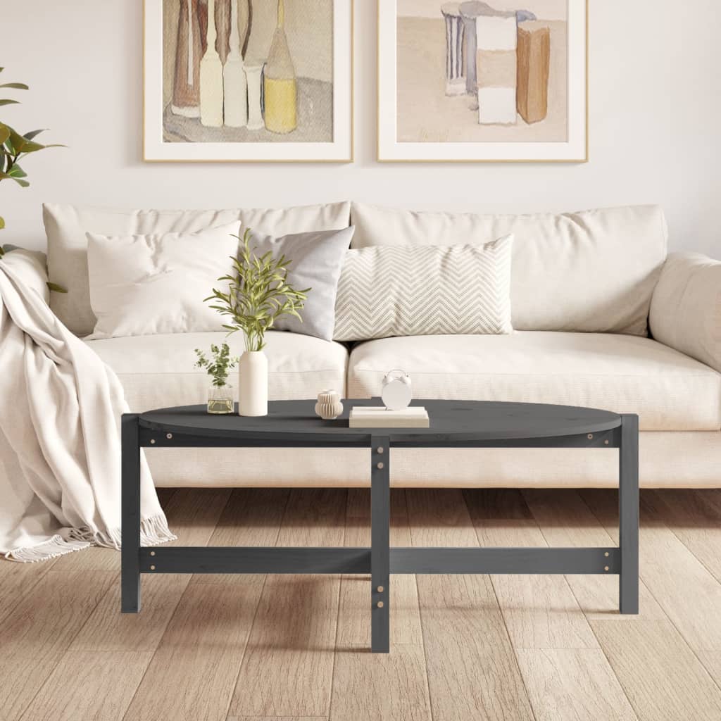 Mesa De Centro De Madera Maciza De Pino Gris 118x63x45 Cm_1