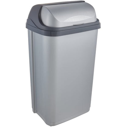 Cubo De Basura Con Tapa Deslizante, 50 L, Rasmus, Plateado_0