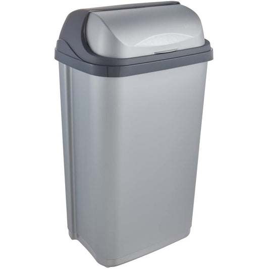 Cubo De Basura Con Tapa Deslizante, 50 L, Rasmus, Plateado_0