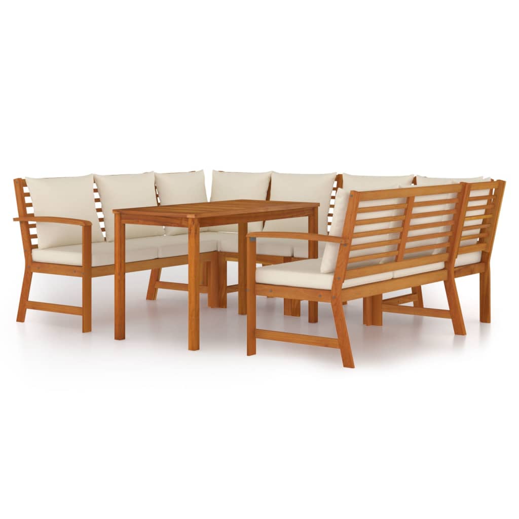 Juego Comedor Jardín Y Cojines 7 Piezas Madera Maciza Acacia / Vetonek_4
