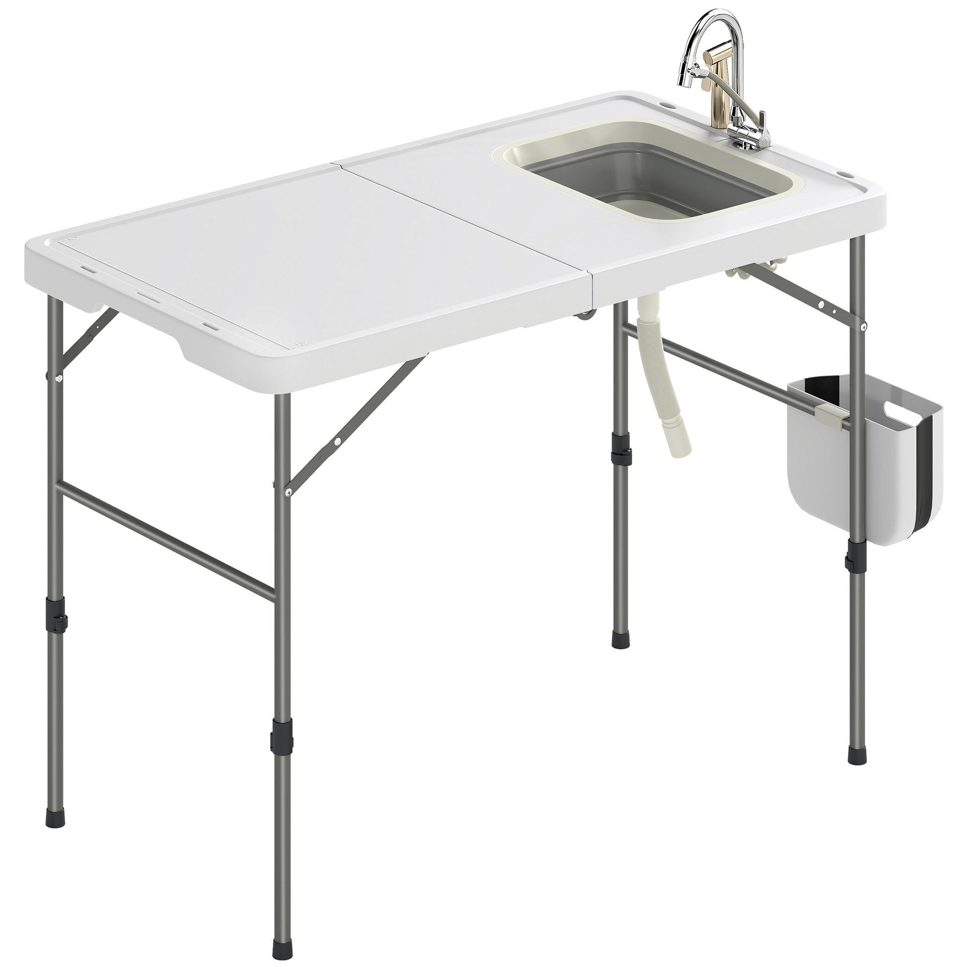 Outsunny Mesa Plegable Camping Con Fregadero Y Altura Regulable_0