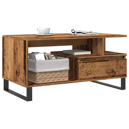Mesa De Centro Madera Ingeniería Madera Envejecida 90x49x45 Cm_1