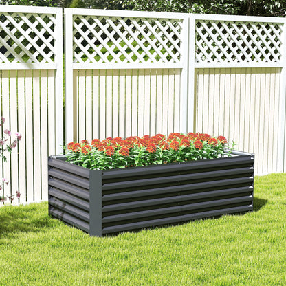 Outsunny Jardinera Exterior Grande De Acero Galvanizado Con Base Abierta Gris_4