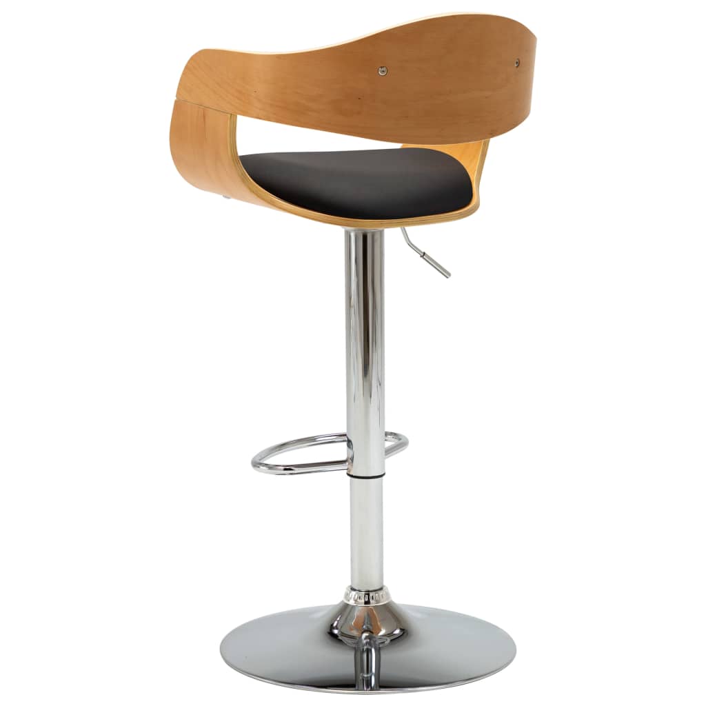 Taburetes De Cocina 2 Uds Madera Curvada Cuero Sintético Negro_4