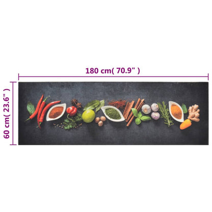 Vidaxl Alfombra De Cocina Lavable Terciopelo Dibujo Especias 60x180 Cm_4