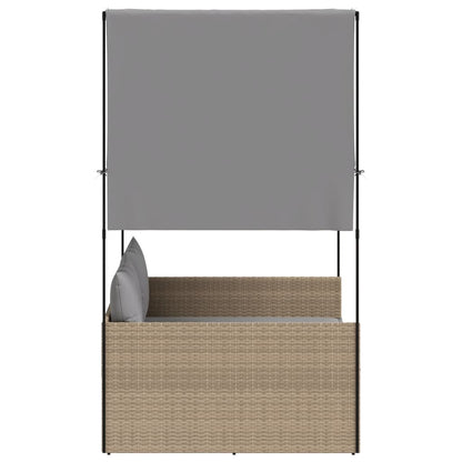 Tumbona Doble Con Techo Y Cortinas Ratán Sintético Beige / Vetonek_4