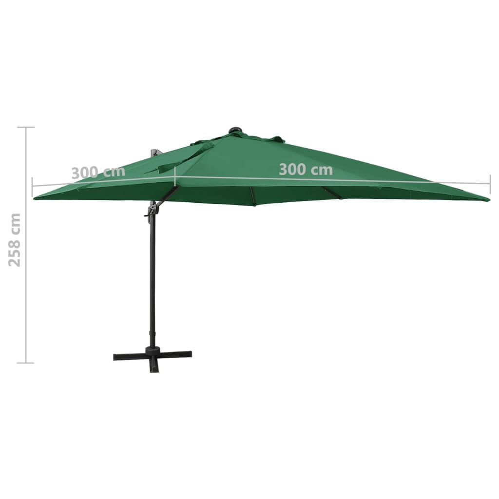 Vidaxl Sombrilla De Jardín Voladiza Con Palo Y Luces Led Verde 300 Cm_2
