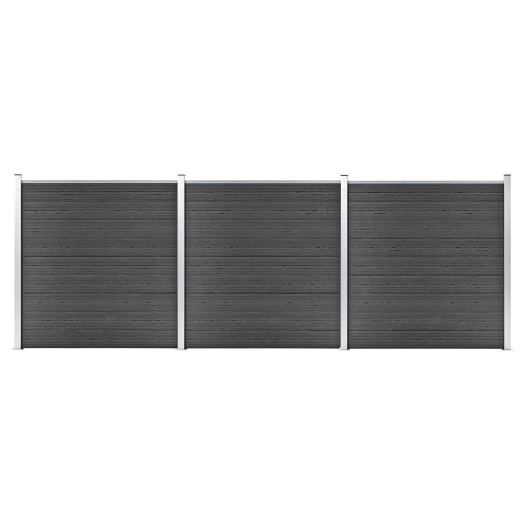 Juego De Paneles De Valla Wpc Negro 526x186 Cm / Vetonek_4