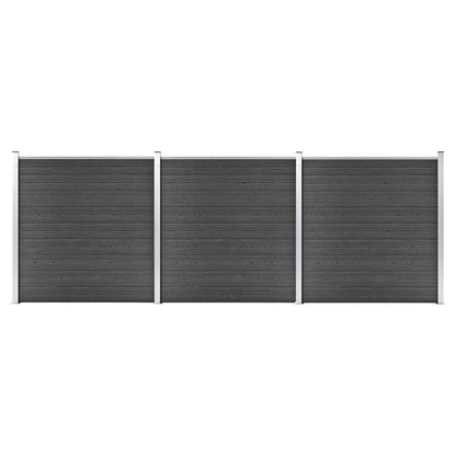 Juego De Paneles De Valla Wpc Negro 526x186 Cm / Vetonek_4