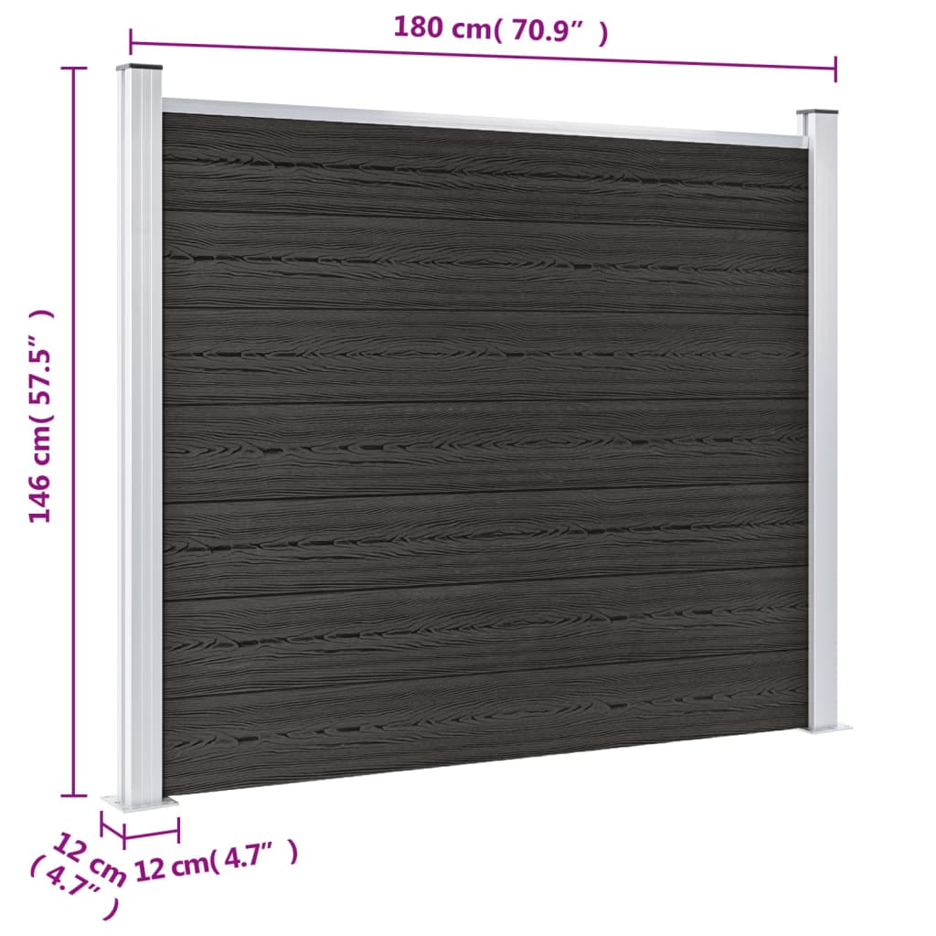 Panel De Valla Wpc Gris 180x146 Cm / Vetonek_0