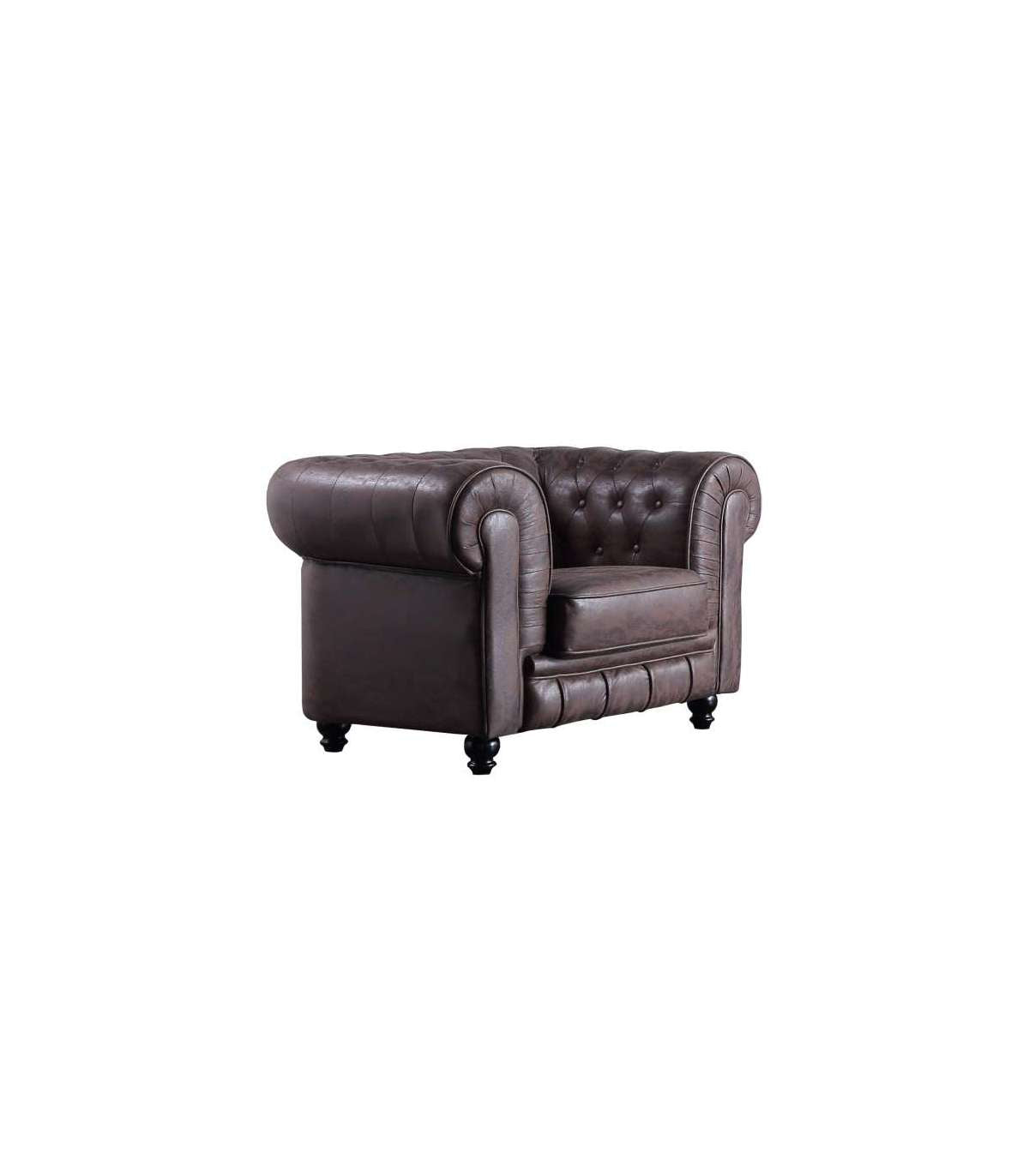 Sillón Chesterfield Tapizado En Símil Piel Imitación Cuero Viejo, 115 Cm(ancho) 75 Cm(altura) 84 Cm(fondo)._0