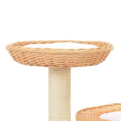 Vidaxl Rascador Para Gatos Con Poste De Sisal Madera Natural De Sauce_2