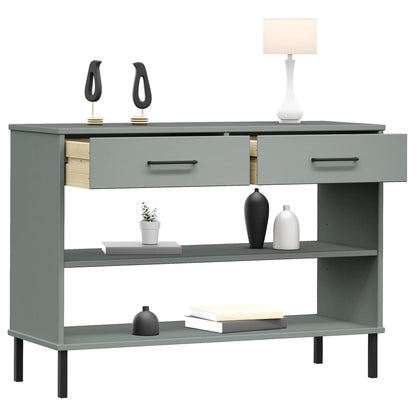 Armario Consola Patas De Metal Madera Maciza Pino Gris Oslo_1