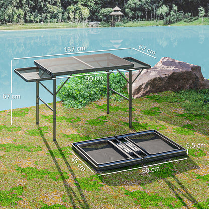 Outsunny Mesa Plegable Camping De Aluminio Con Laterales Abatibles Negro_2