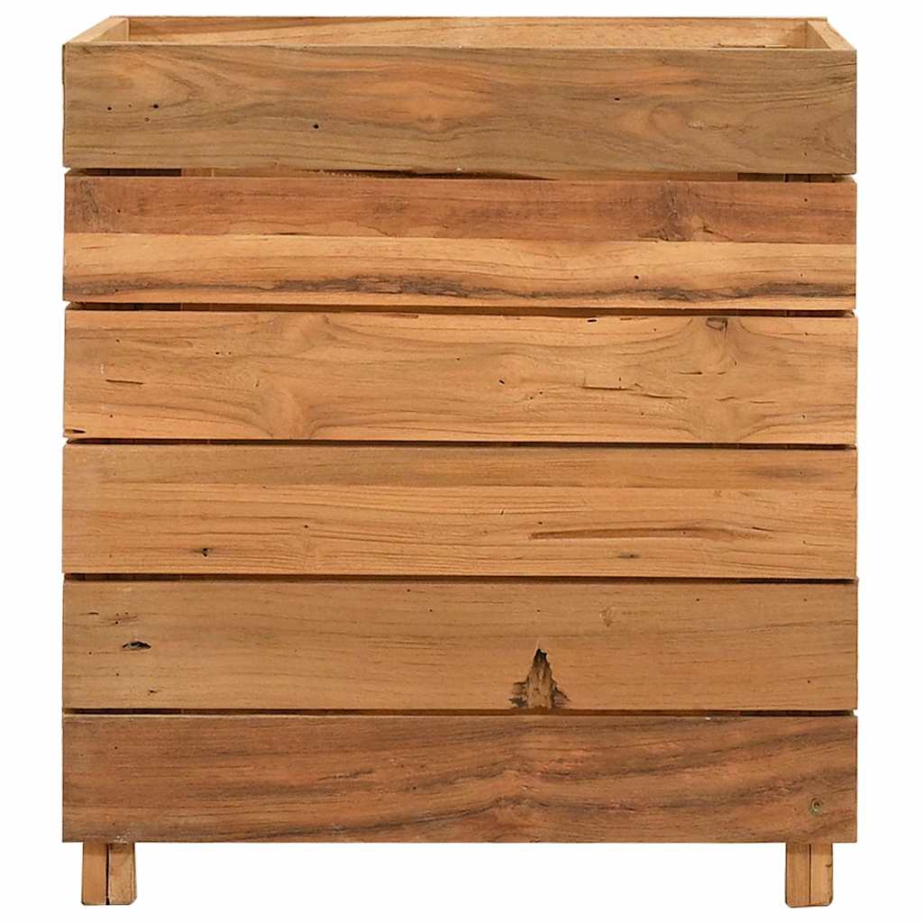 Arriate Elevado Madera De Teca Reciclada Y Acero 50x40x55 Cm_2