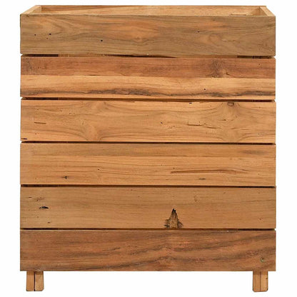 Arriate Elevado Madera De Teca Reciclada Y Acero 50x40x55 Cm_2