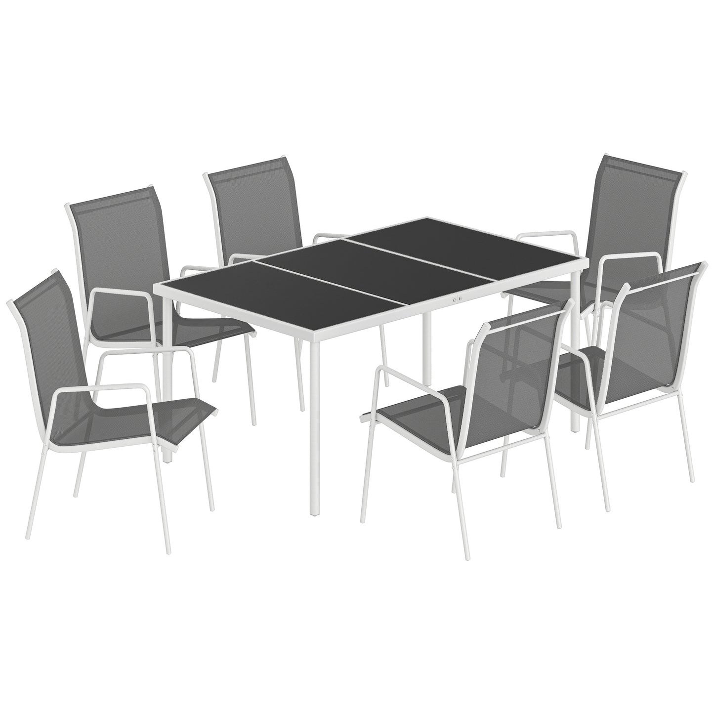 Outsunny Conjunto De Mesa Y Sillas Jardín De 7 Piezas Con Sillas Transpirables_0