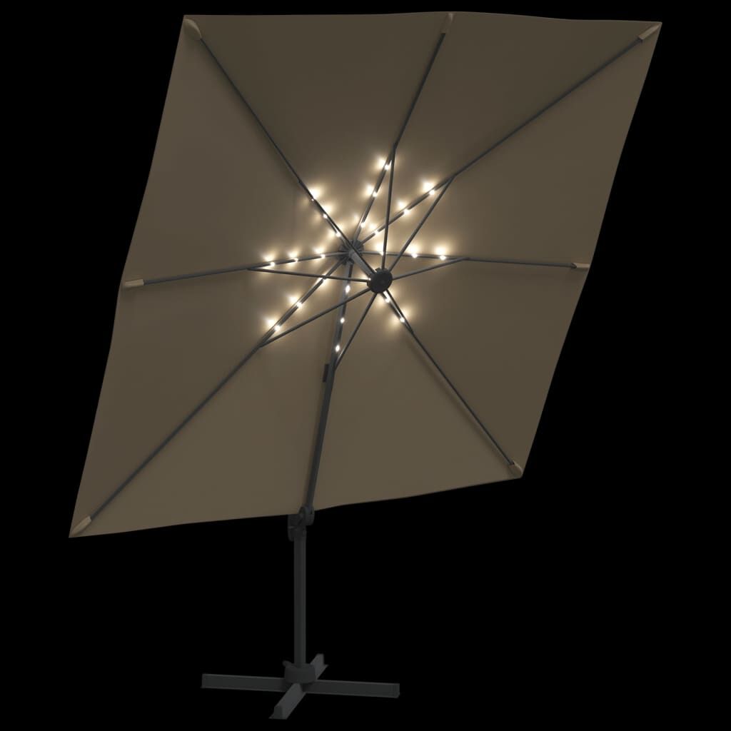Vidaxl Sombrilla Voladiza Con Leds Gris Taupé 400x300 Cm_3