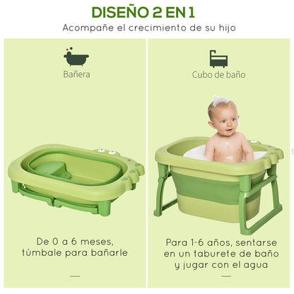 Homcom Bañera Plegable Para Bebé 0-6 Años Patas Antideslizantes 75,3x55,4x43 Cm_5