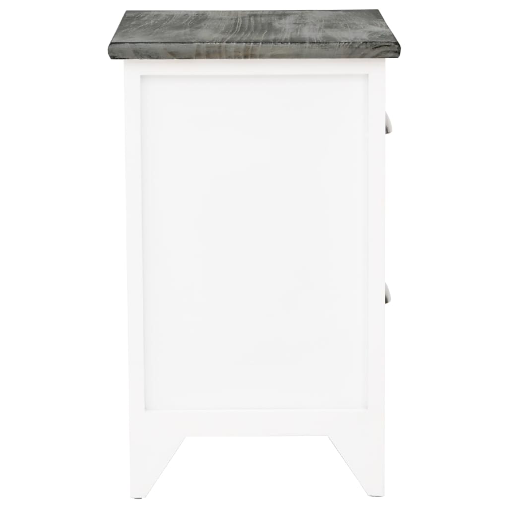 Mesita De Noche Madera De Paulownia Gris Y Blanca 38x28x45 Cm_3