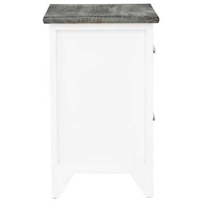 Mesita De Noche Madera De Paulownia Gris Y Blanca 38x28x45 Cm_3