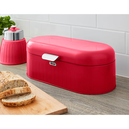 Retro Bin Panera De Mesa Para Guardar Pan, Bollería, Diseño Vintage, Bread Bin, Caja Metal Swan Swka1014rn, Rojo
